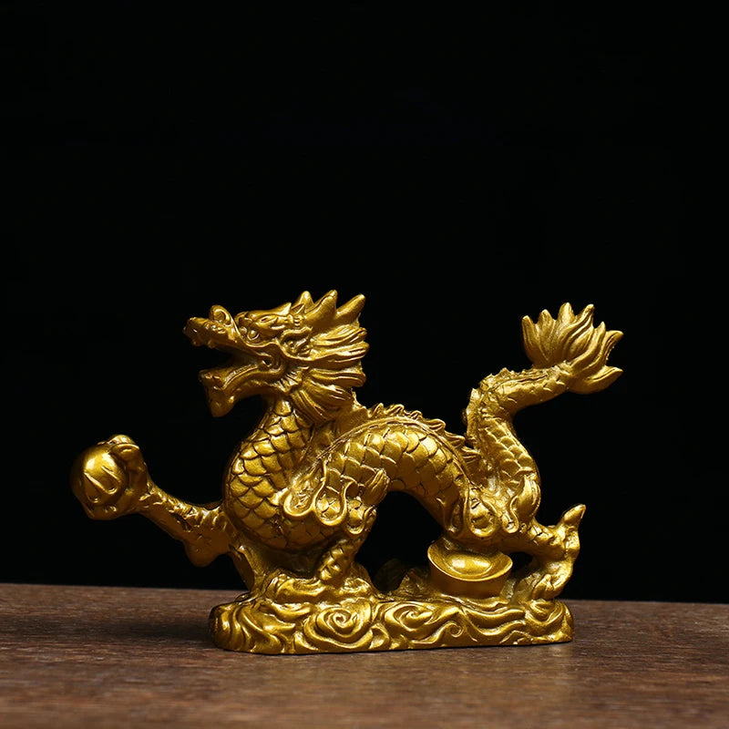 Golden Dragon Feng Shui Resin Statue