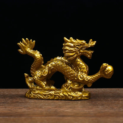 Golden Dragon Feng Shui Resin Statue