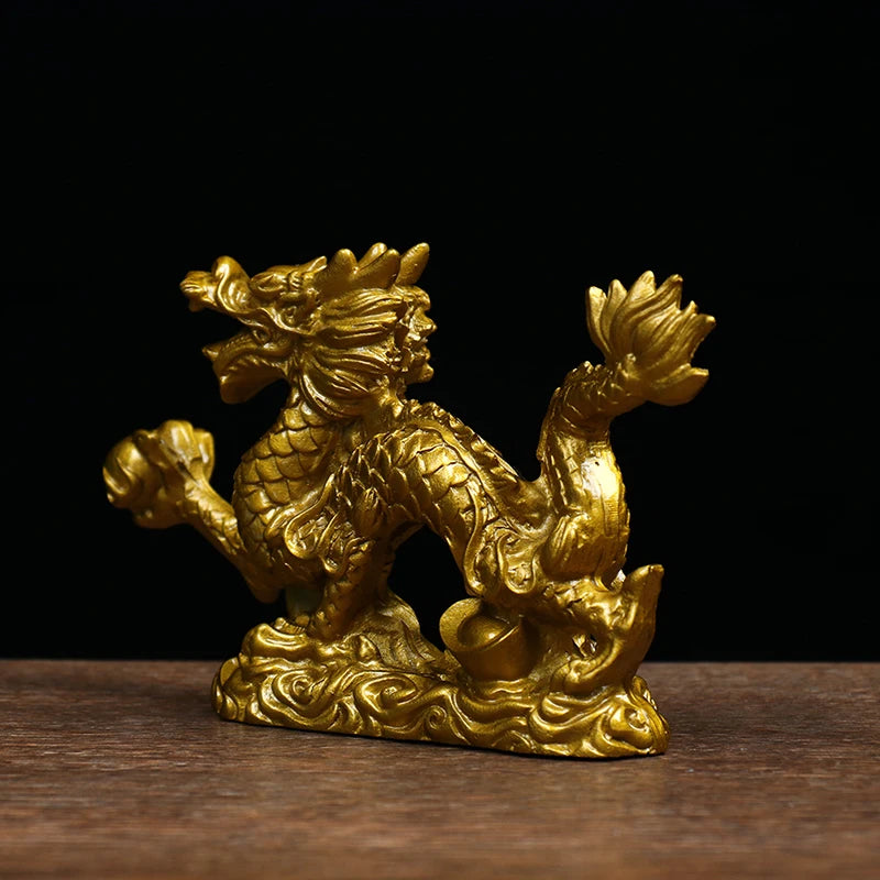 Golden Dragon Feng Shui Resin Statue