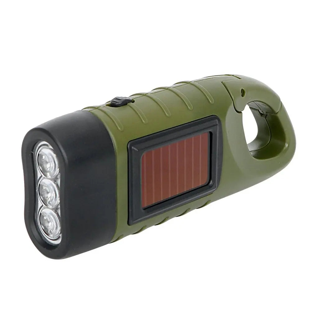 Solar Hand Crank LED Flashlight