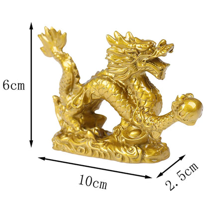 Golden Dragon Feng Shui Resin Statue